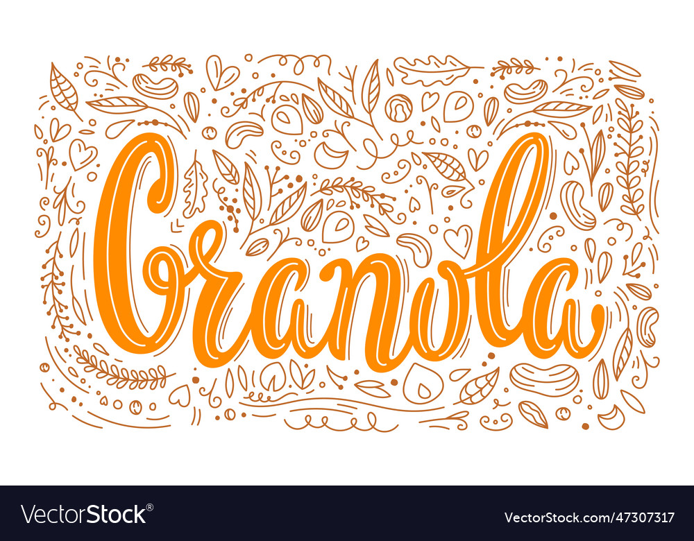 Granola cereal food label muesli nuts grains Vector Image