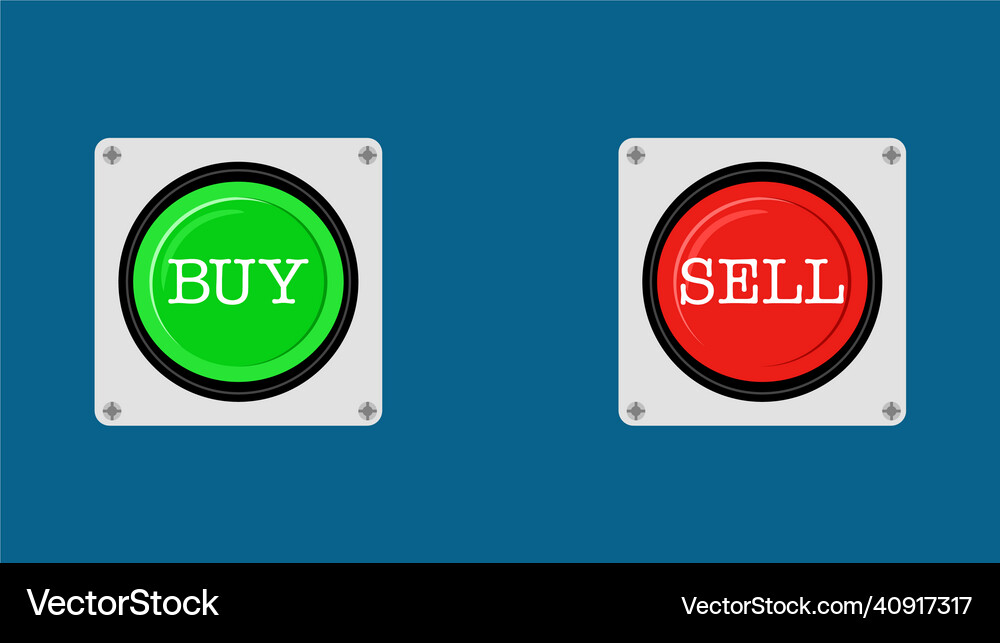 Green buy button and red sell isolated Royalty Free Vector