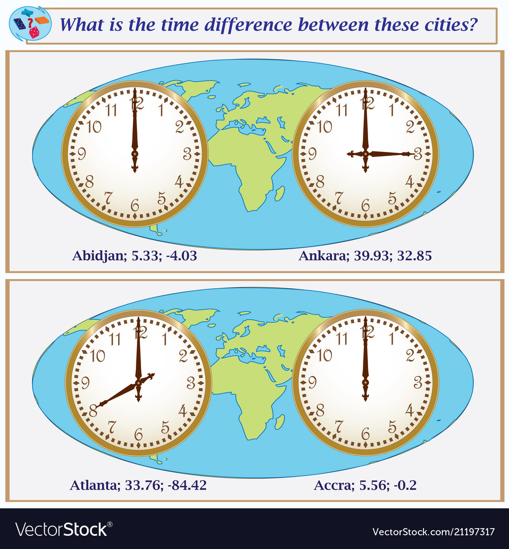 Logical task what is the time difference between vector image Logical task what is the time difference between