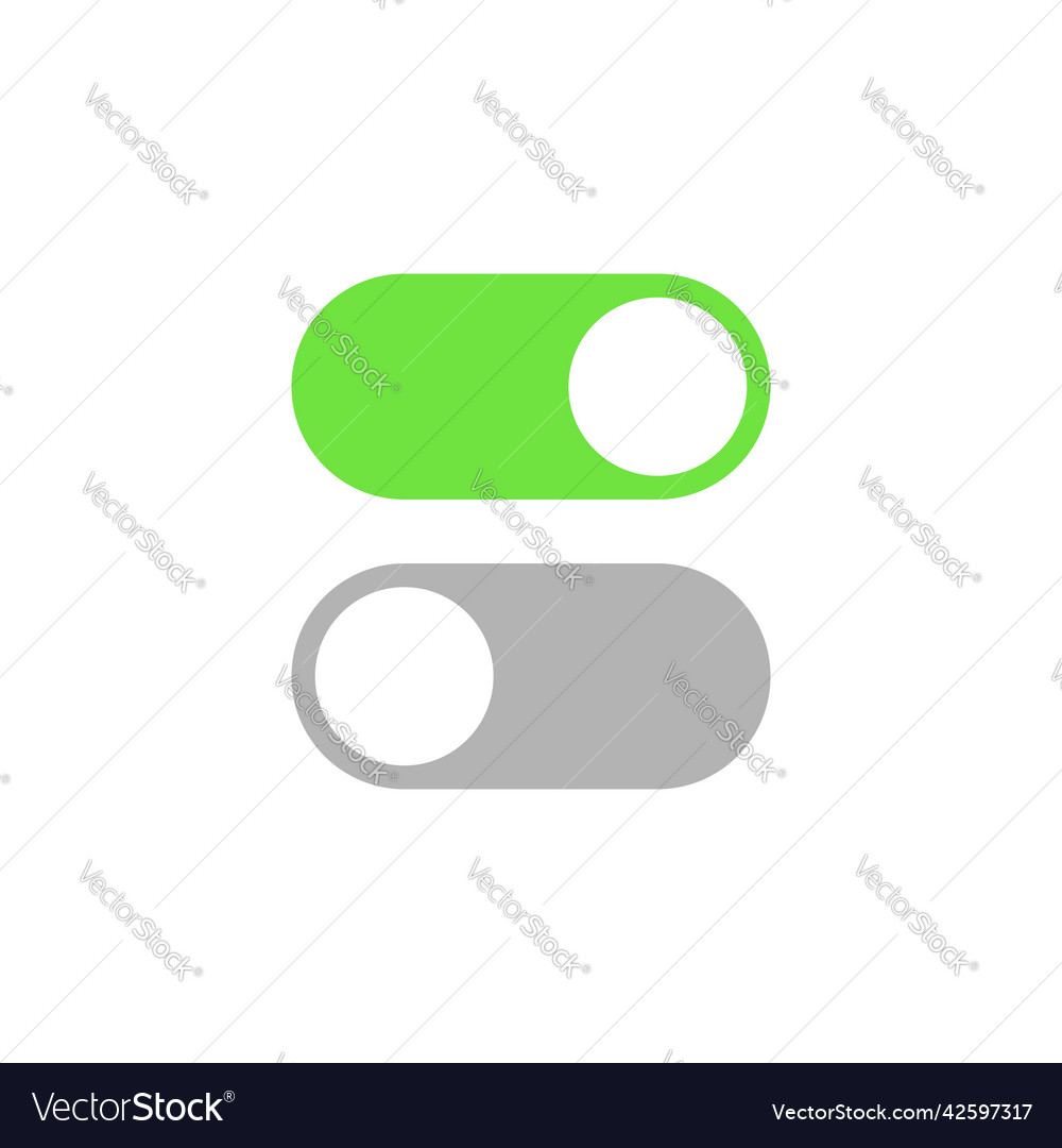 On and off buttons in flat style toggle switch
