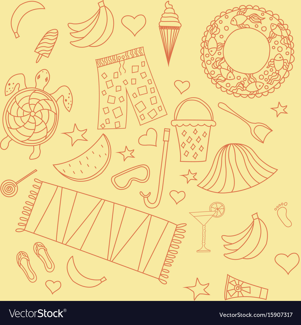 Seamless pattern with beach