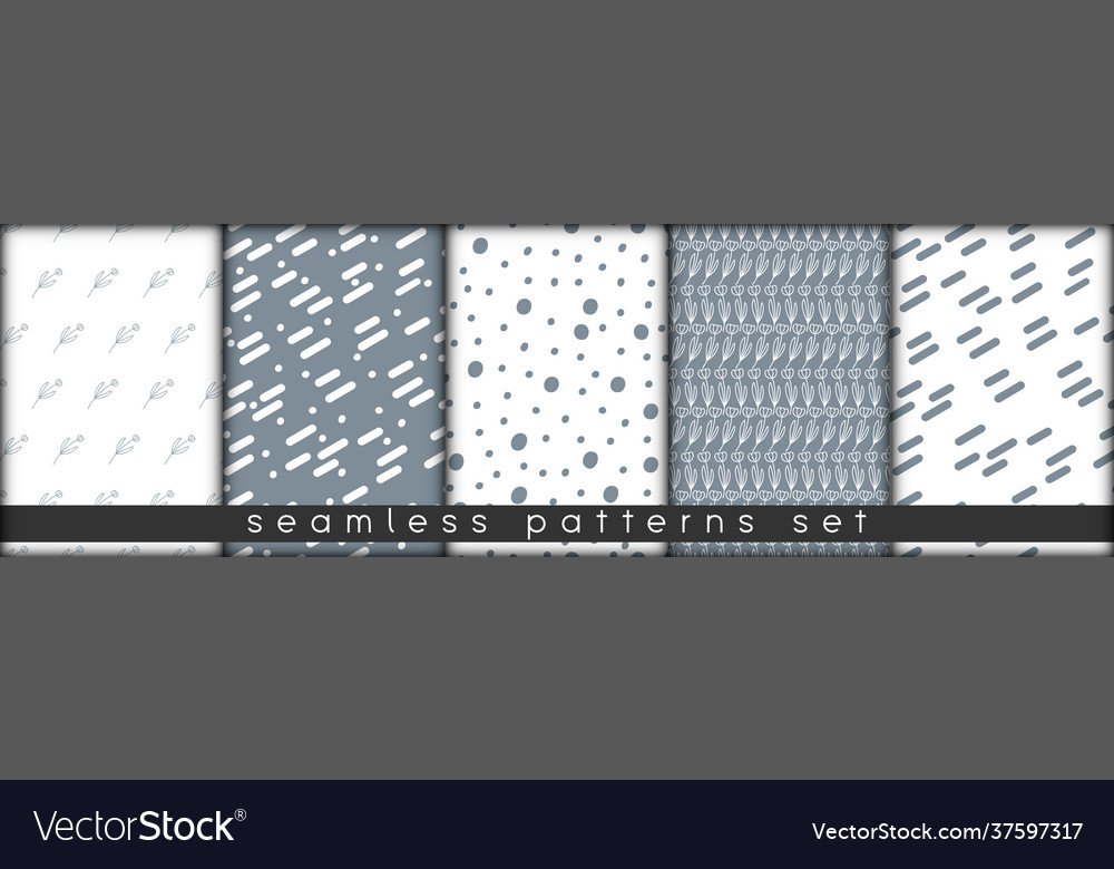 Set combinable seamless patterns botanical