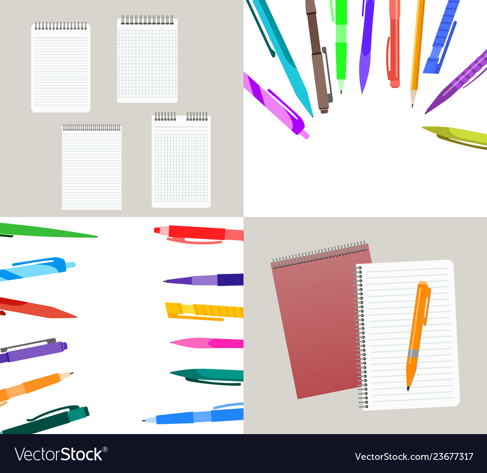 Set of four with notebooks Vector Image Set of four with notebooks