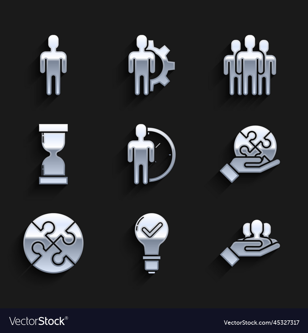 Set time management light bulb and check mark vector image Set time management light bulb and check mark