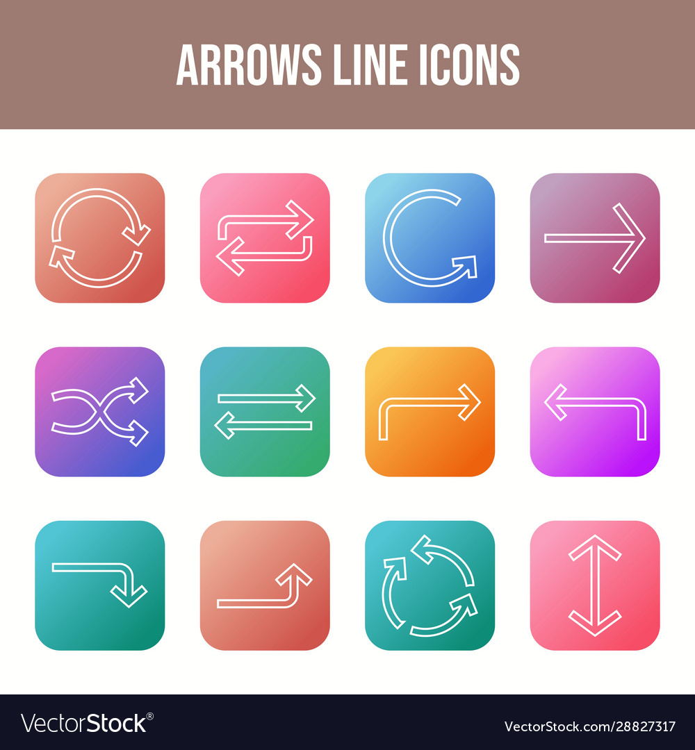 Unique arrows line icons set