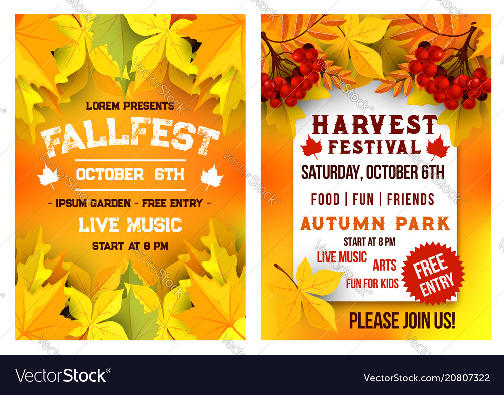 Autumn festival music picnic poster Royalty Free Vector