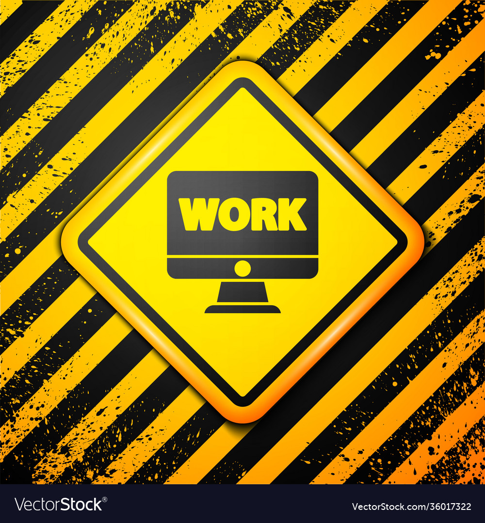 Black computer monitor with text work icon vector image Black computer monitor with text work icon