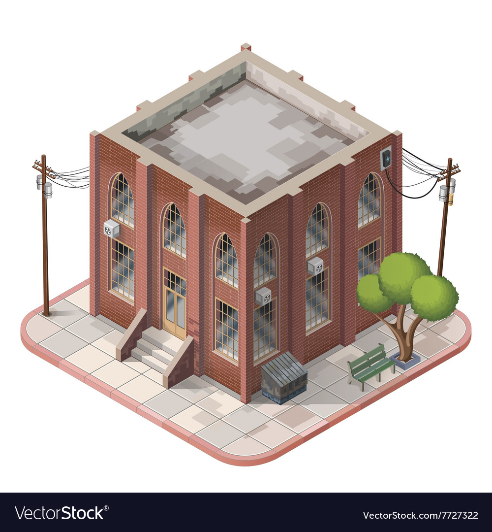 Brick building isometric