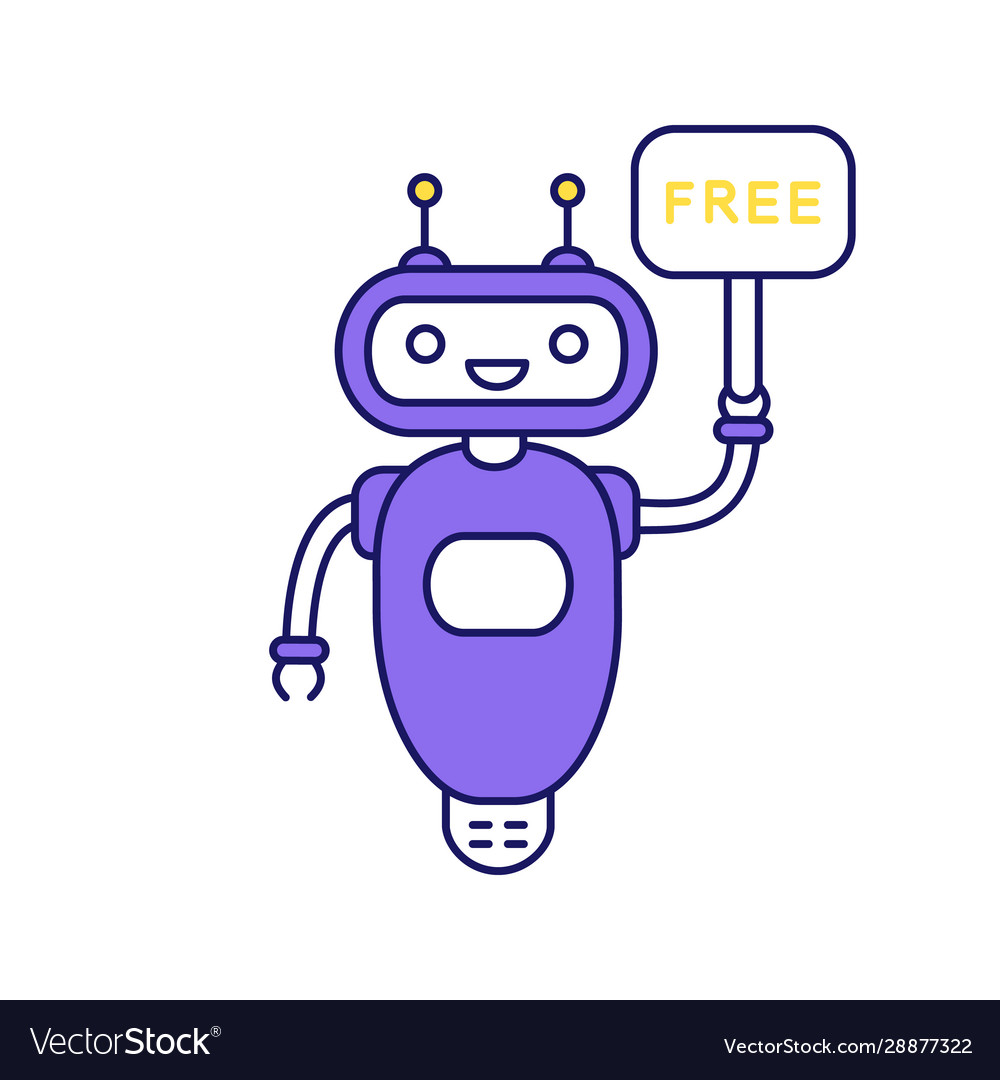 Chatbot with free in speech bubble color icon