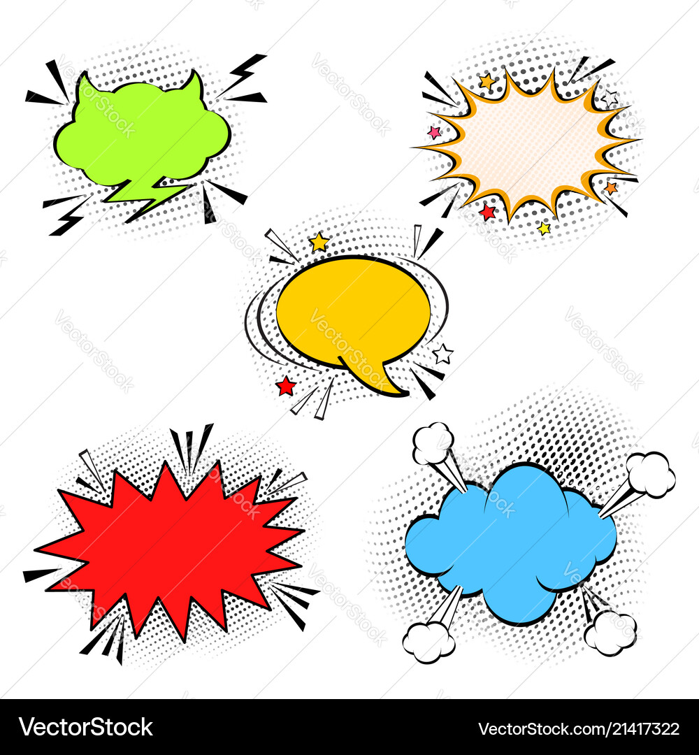 Comic empty speech bubbles on halftone dots Vector Image