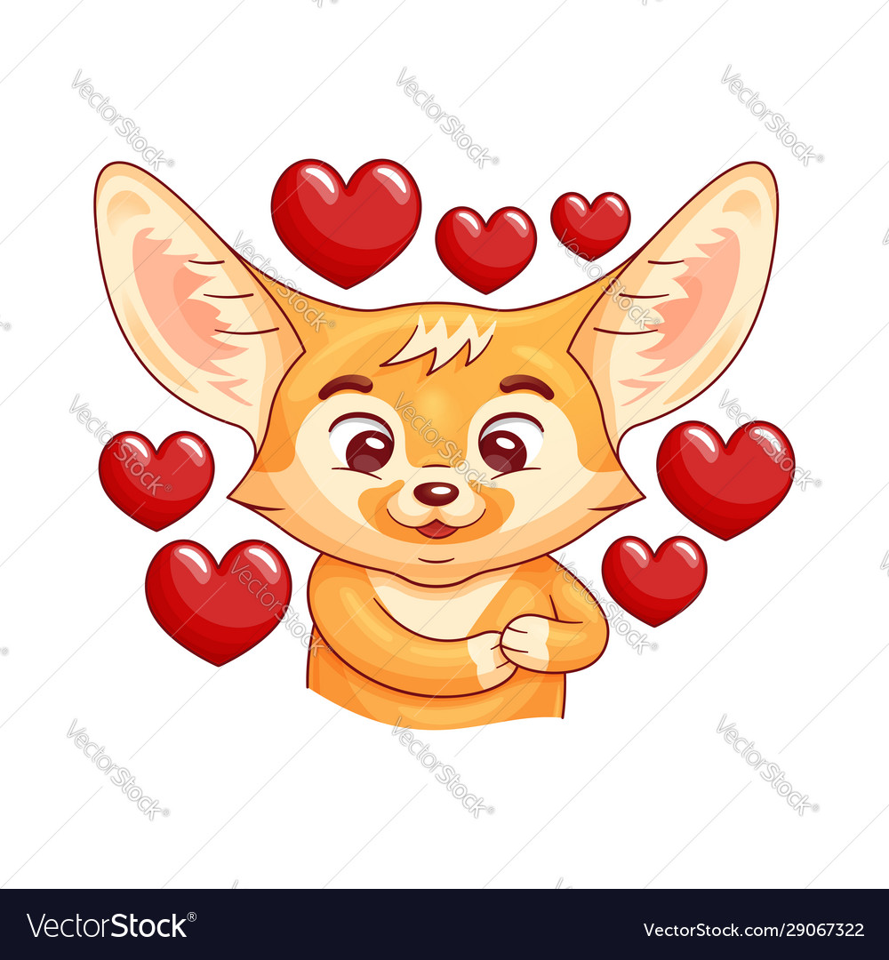 Cute enamoured fennec fox presses paws to his