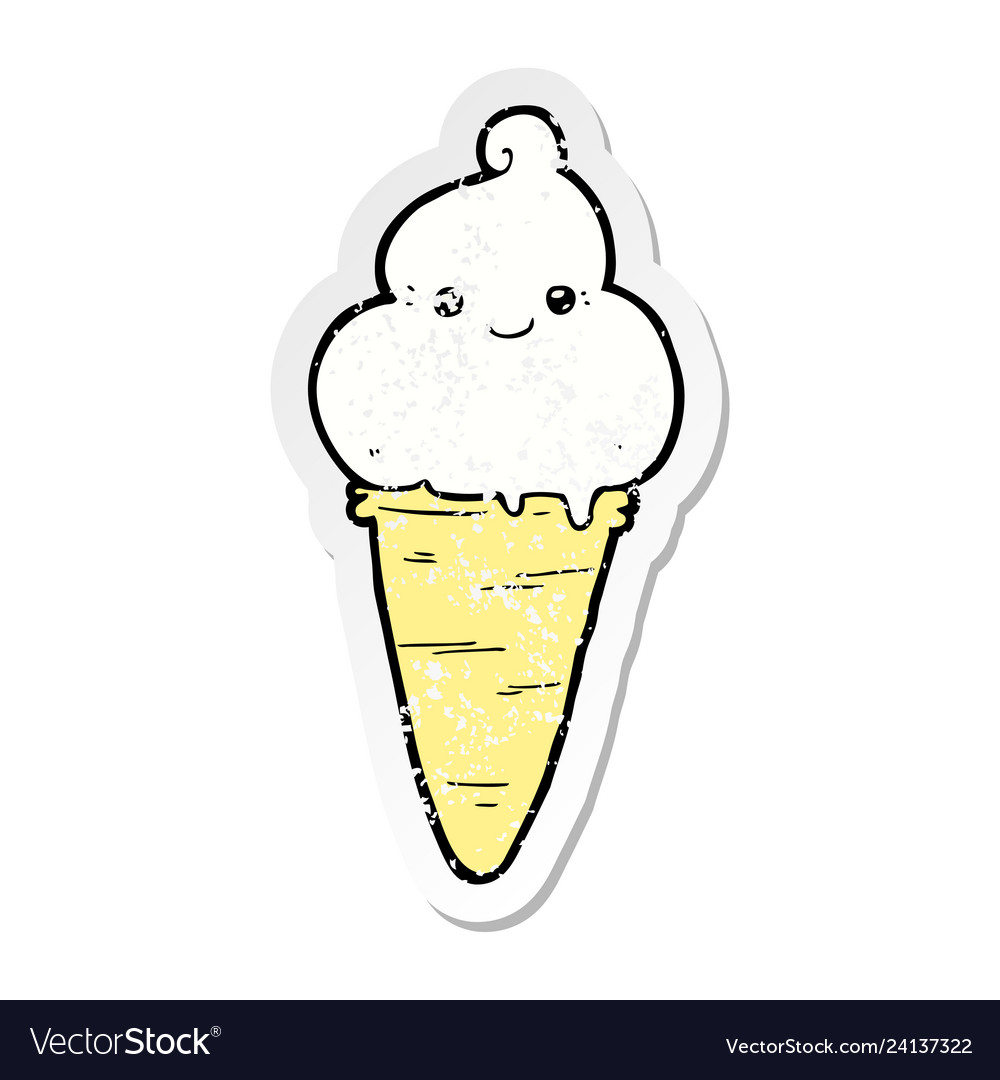 Distressed sticker of a cartoon ice cream