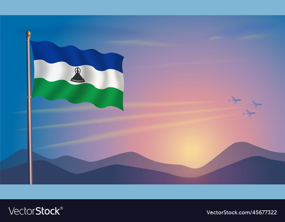 Lesotho flag in the morning sun