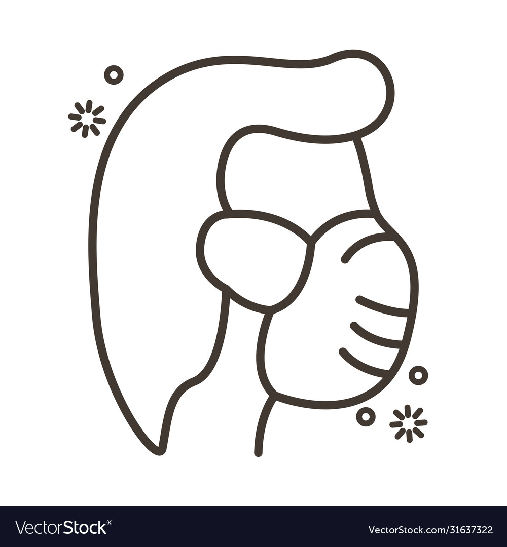Man using face mask line style icon Vector Image Man using face mask line style icon