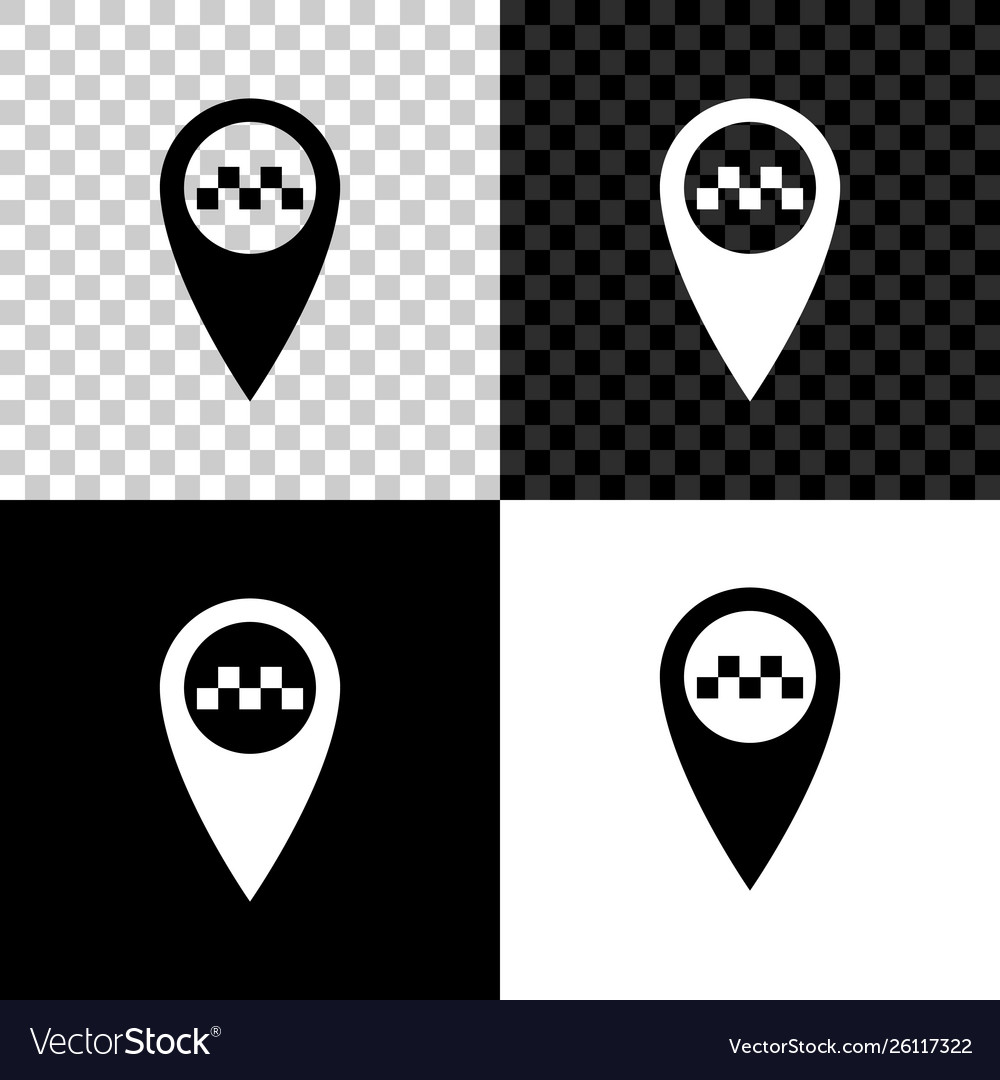 Map pointer with taxi icon isolated on black vector image Map pointer with taxi icon isolated on black