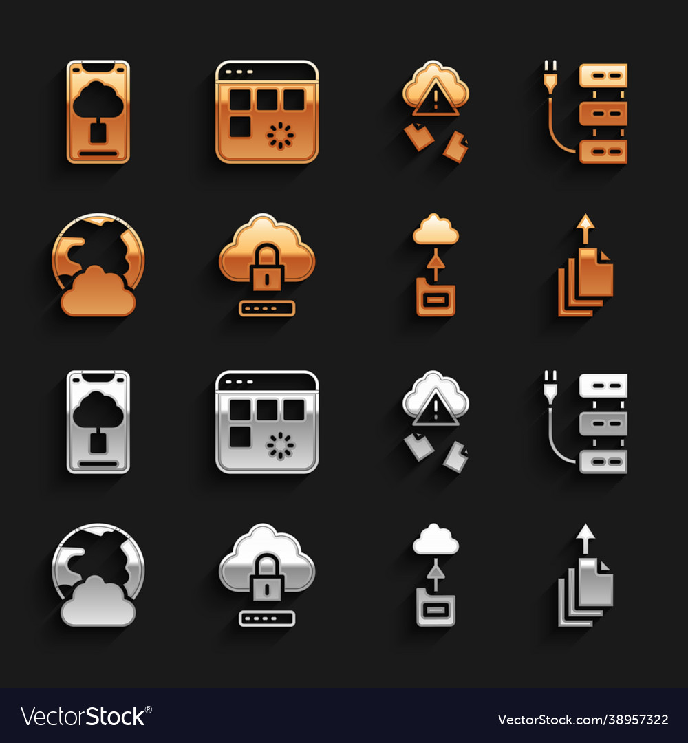 Set cloud computing lock server data export vector image Set cloud computing lock server data export