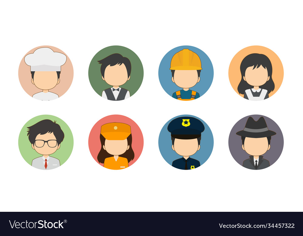 Set flat avatar with variety profession