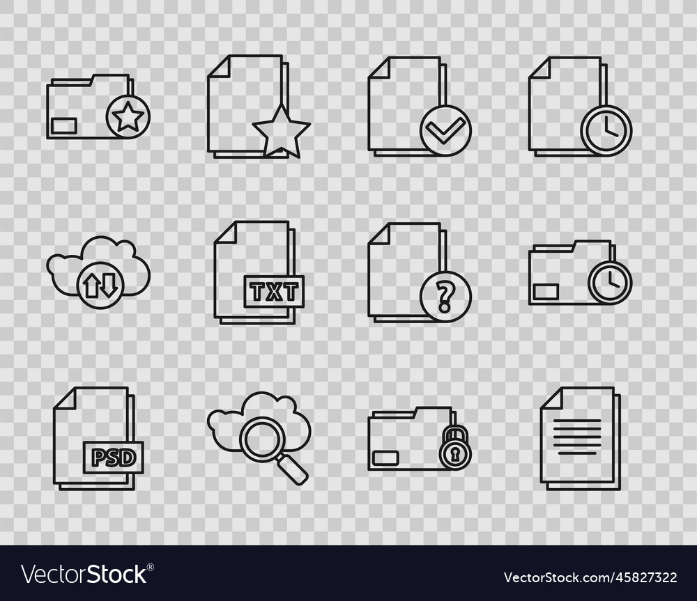Set line psd file document and check vector image Set line psd file document and check