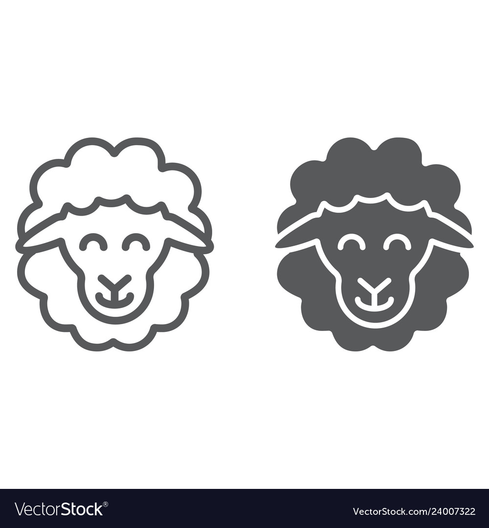 Sheep line and glyph icon animal rural lamb