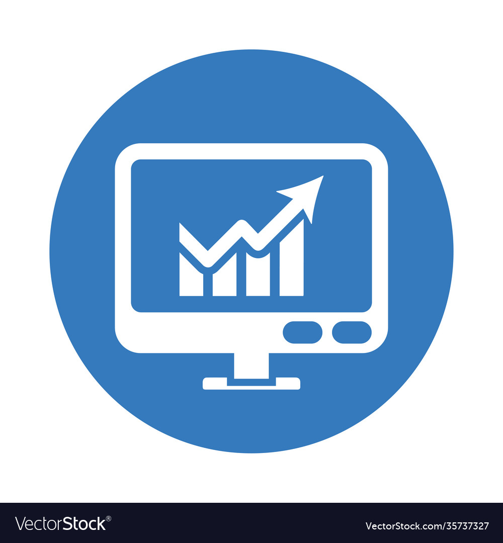 Analytics graph monitor statistics icon blue