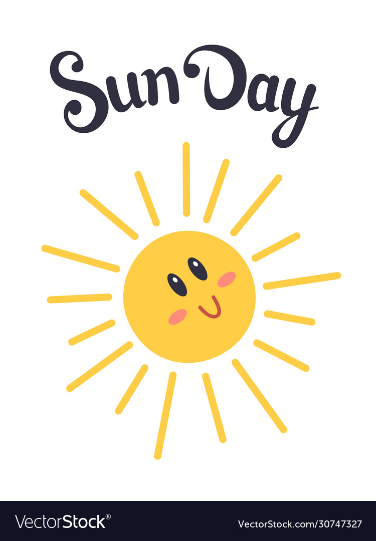 Cute sun in doodle style sun day lettering Vector Image