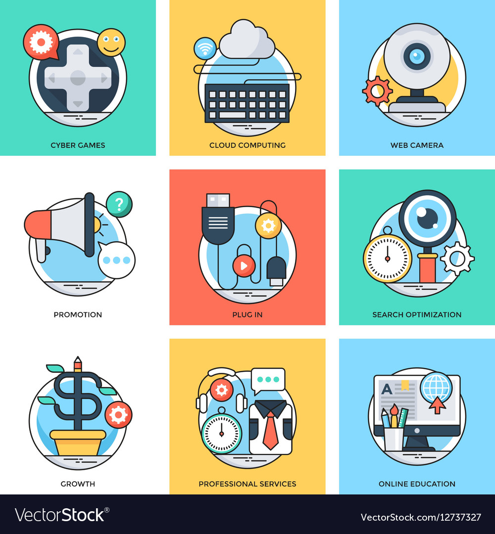 Flat color line design concepts icons 28