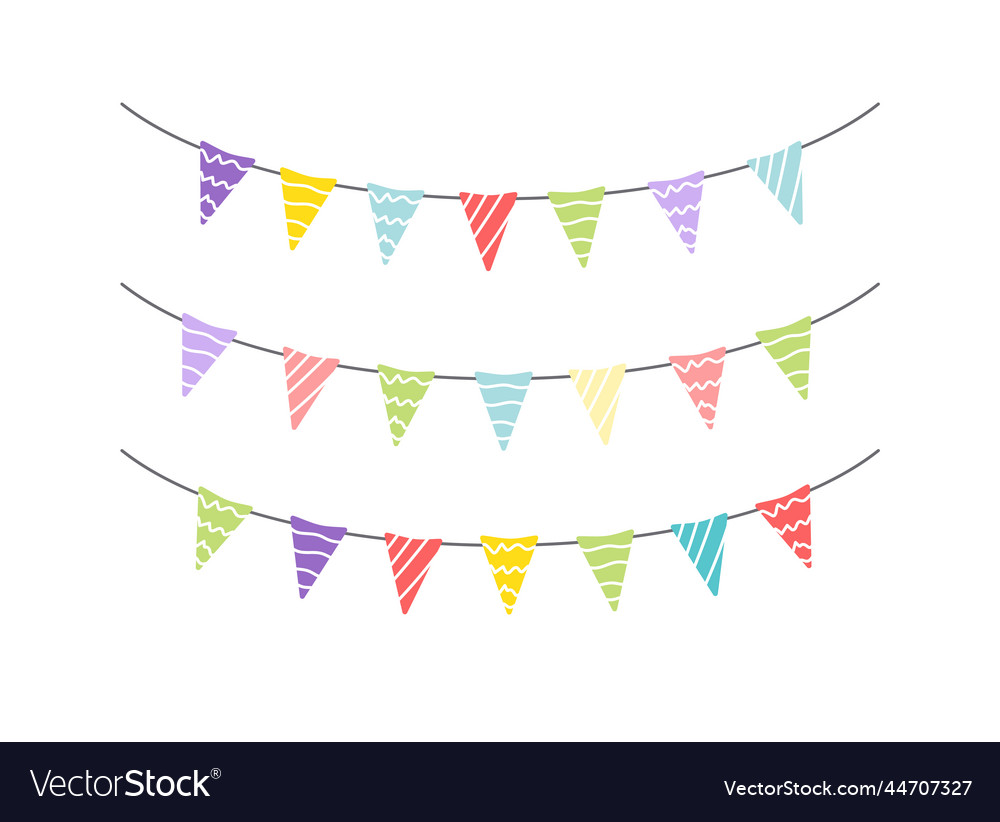 Garland Of Hanging Flags Set Multicolored Vector Image