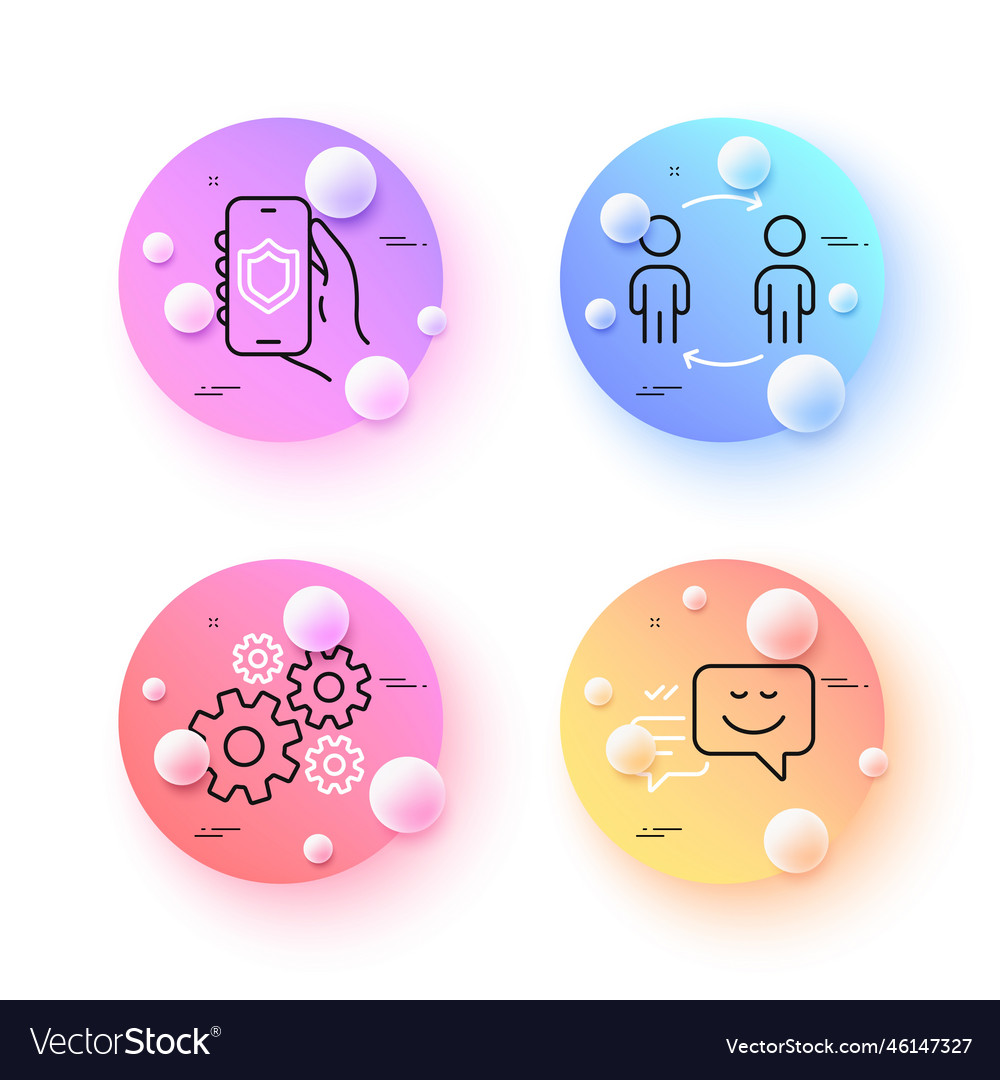 Happy emotion cogwheel and workflow minimal line vector image Happy emotion cogwheel and workflow minimal line