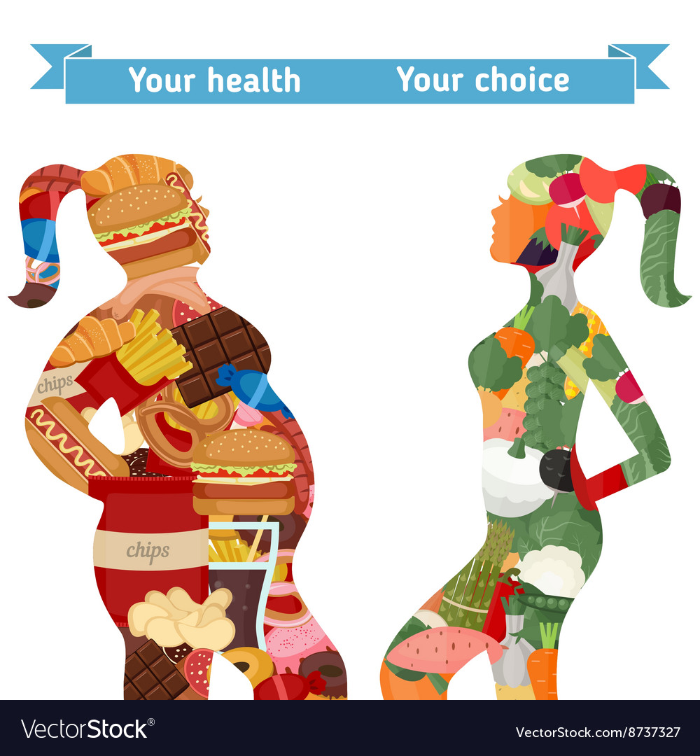 Healthy And Unhealthy Lifestyle Concept Royalty Free Vector