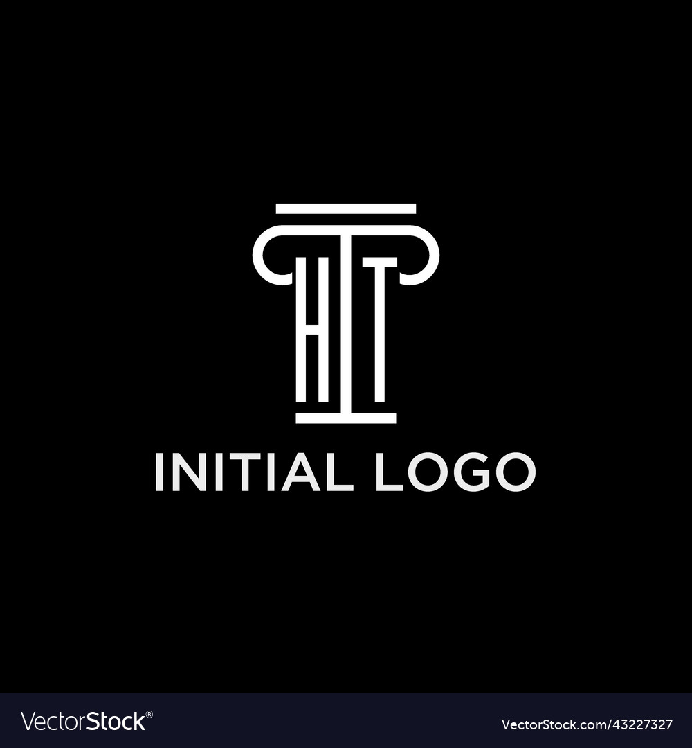 Ht monogram initial logo with pillar shape icon
