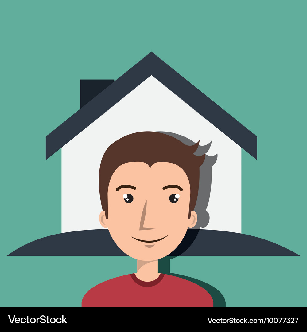 Man house insurance red Royalty Free Vector Image