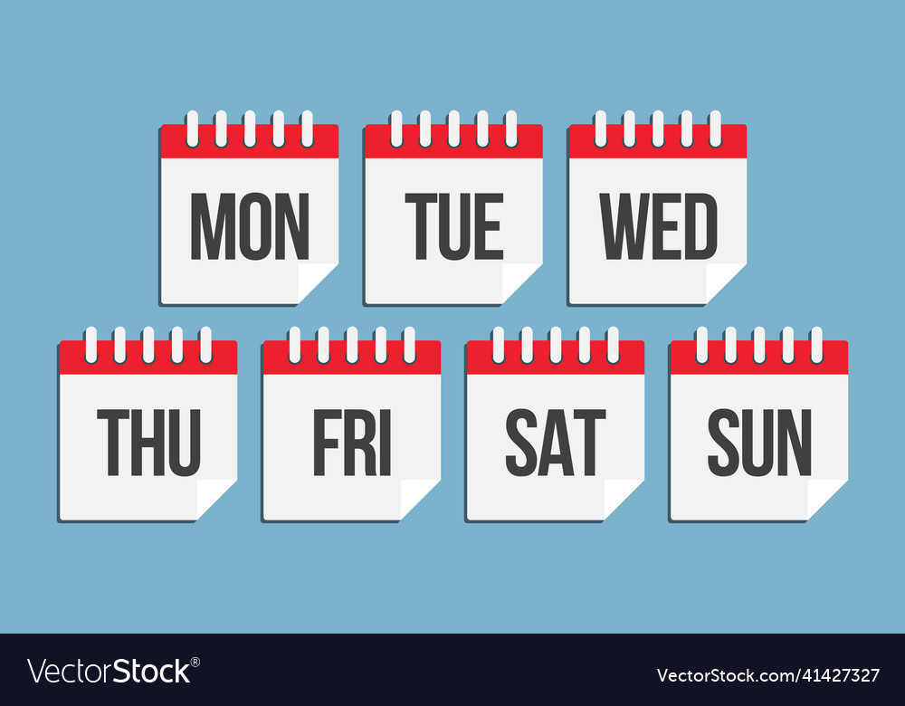 Set icon page calendar days of the week Royalty Free Vector