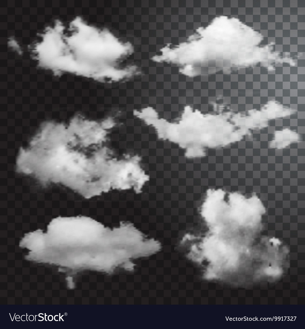 Set of transparent different clouds