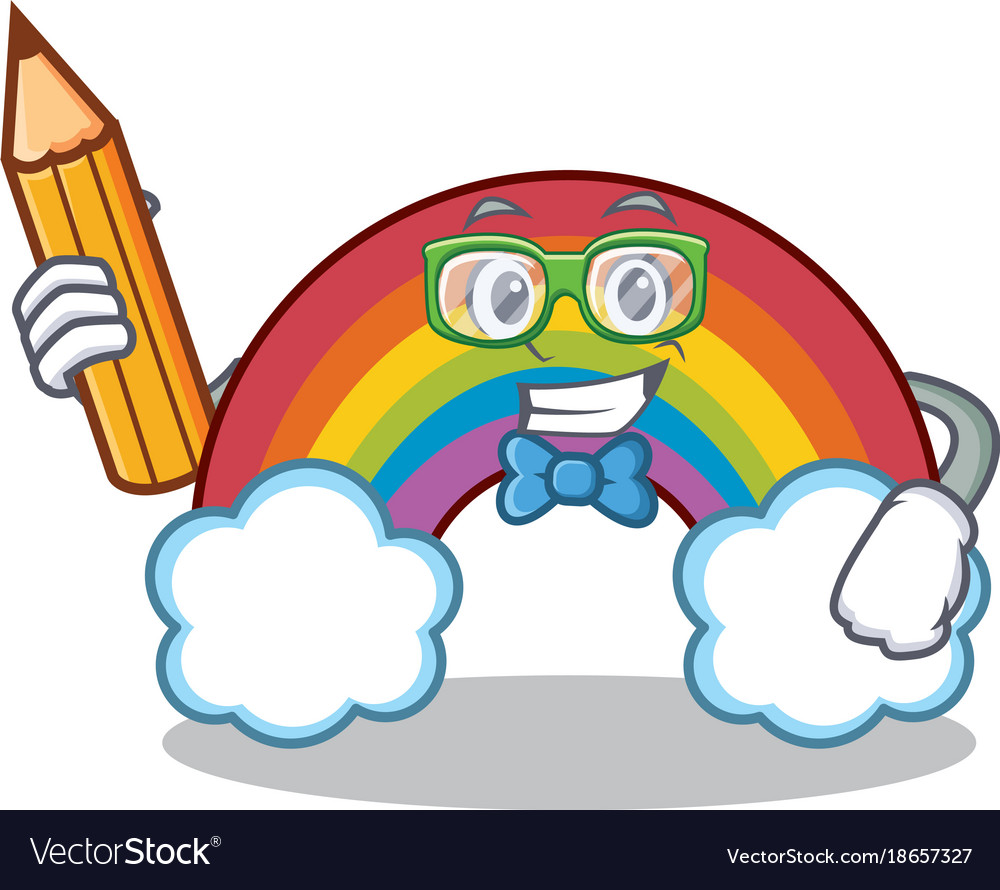 Student colorful rainbow character cartoon