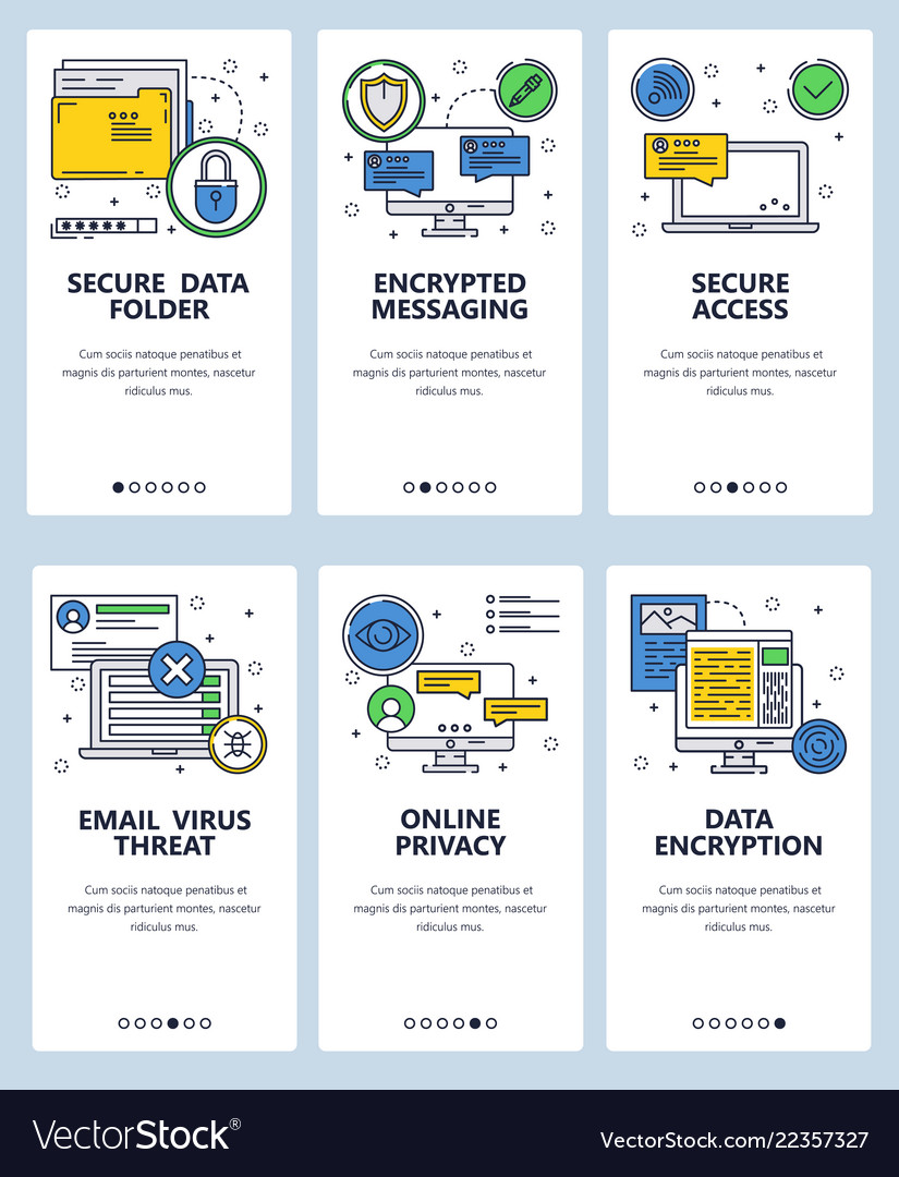 Web site linear art onboarding screens