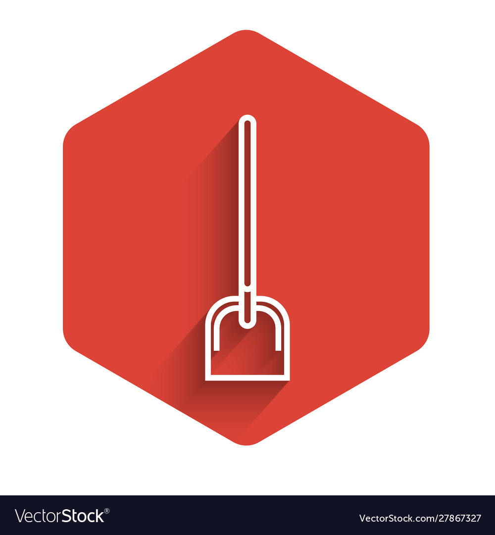 White line shovel icon isolated with long shadow