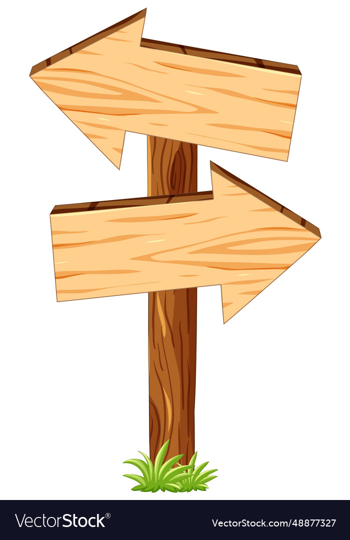 Wooden banner with arrow direction Royalty Free Vector Image