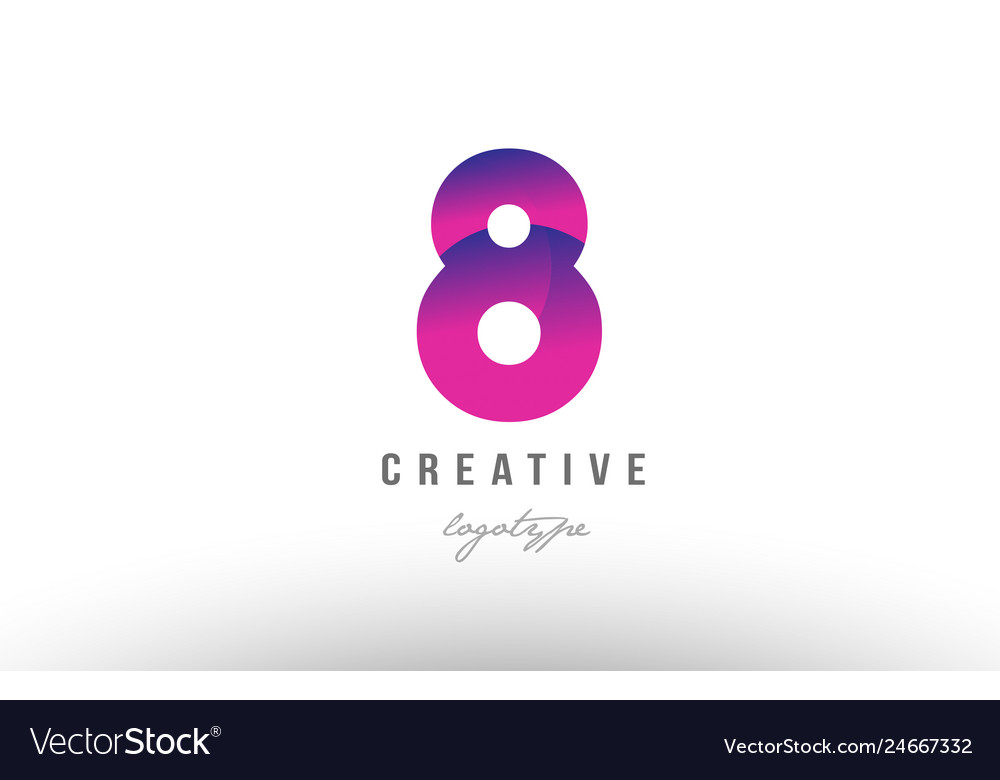 8 eight pink gradient number digit logo icon