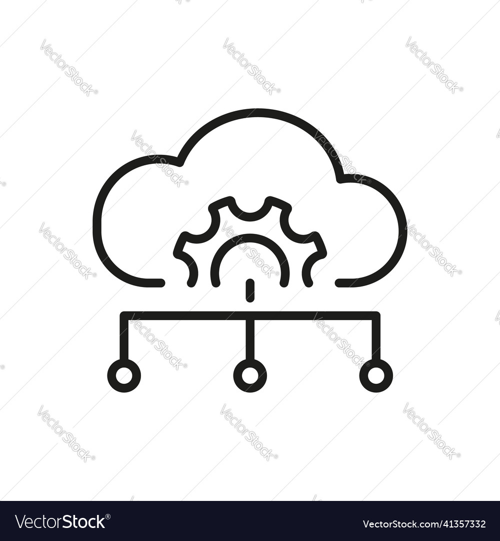Cloud management and server setting line icon vector image Cloud management and server setting line icon