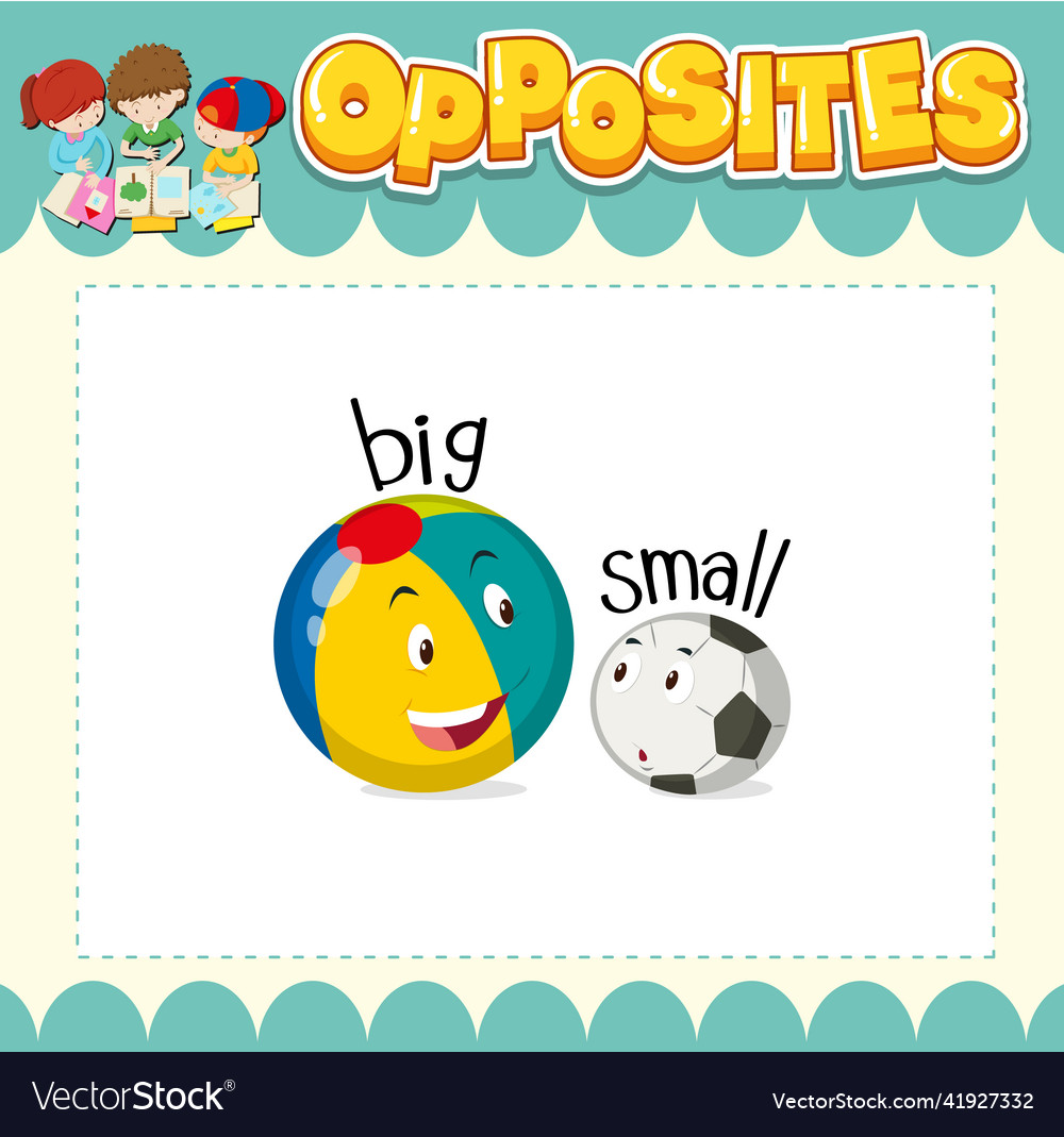 Education word card of english opposites Vector Image