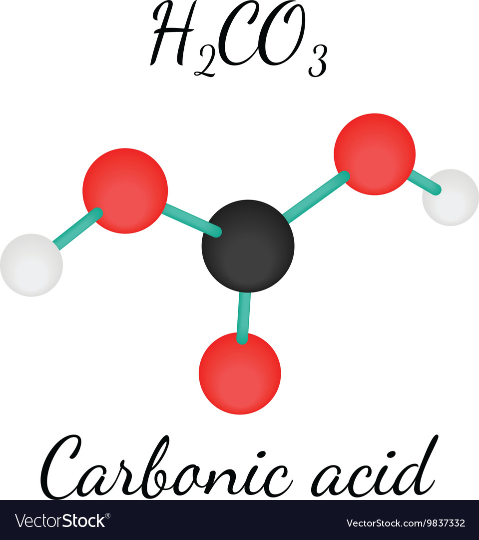 H2CO3 Carbonic acid molecule Royalty Free Vector Image