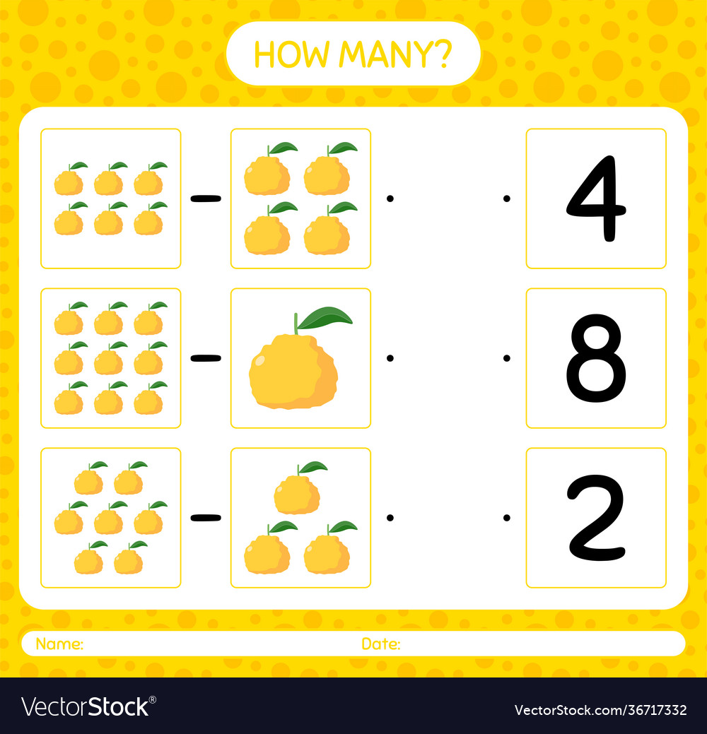 How many counting game with ugli worksheet vector image How many counting game with ugli worksheet