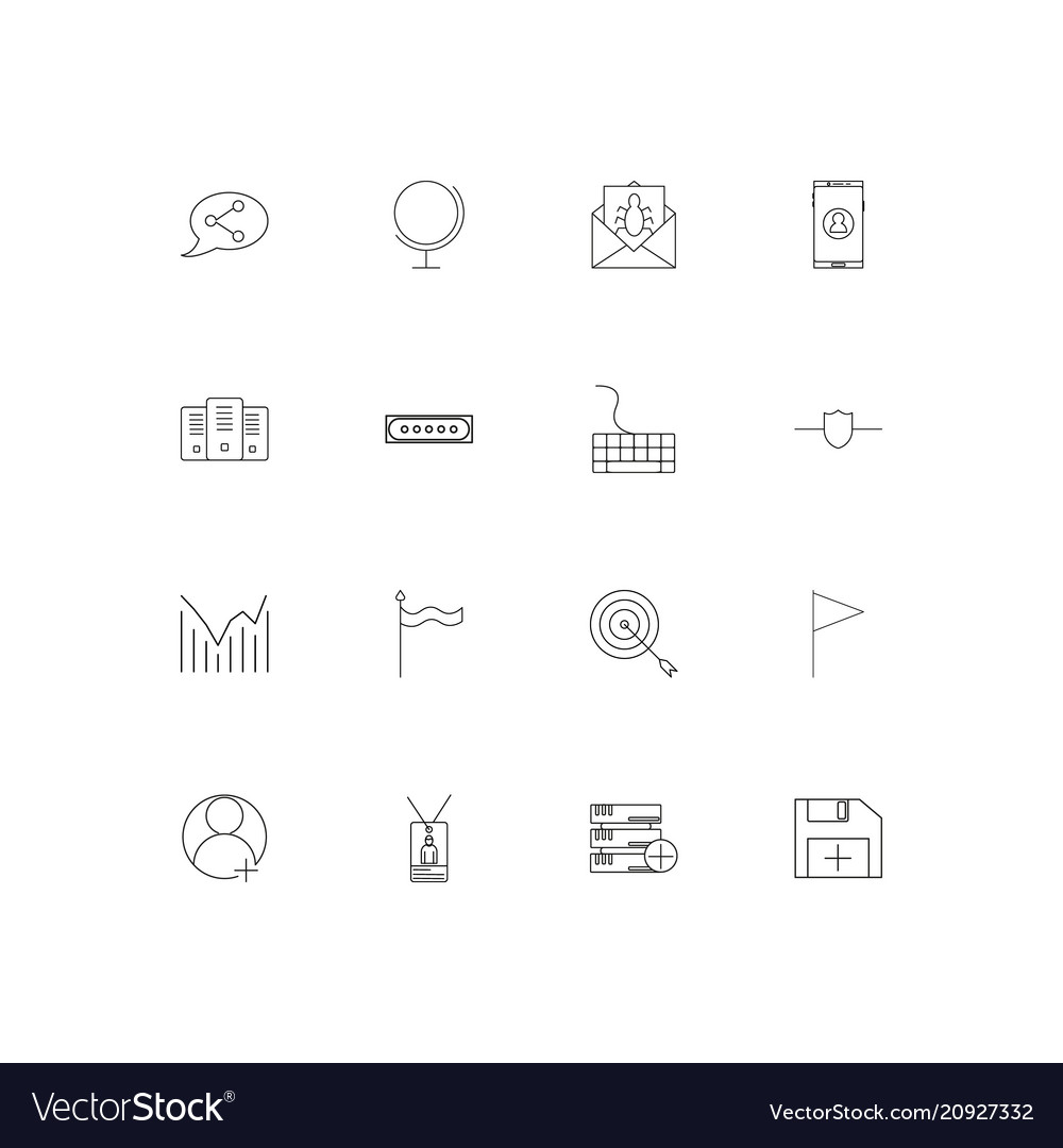 Internet technologies linear thin icons set