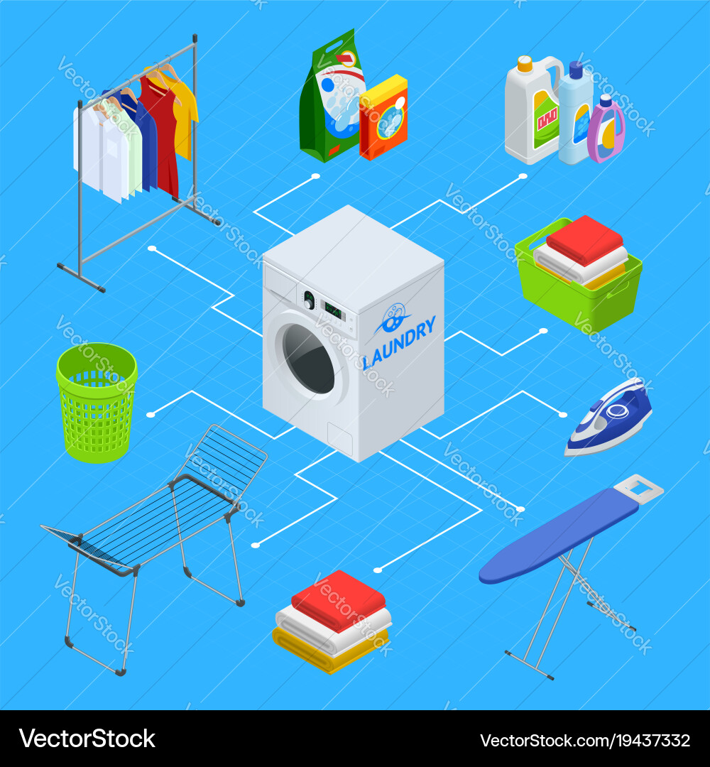 Isometric laundry service Royalty Free Vector Image
