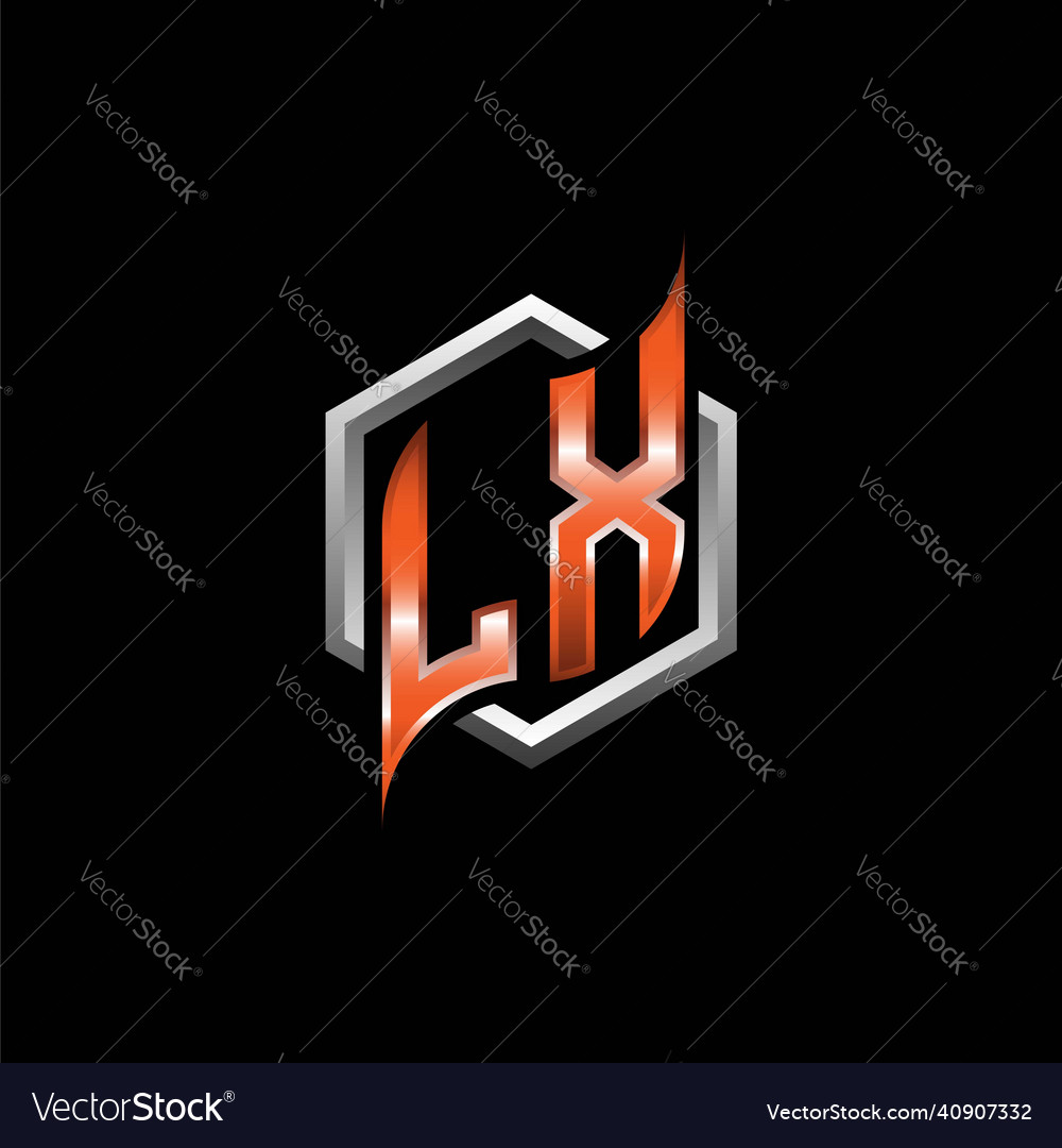 Lx monogram geometric orange with hexagonal Vector Image Lx monogram geometric orange with hexagonal