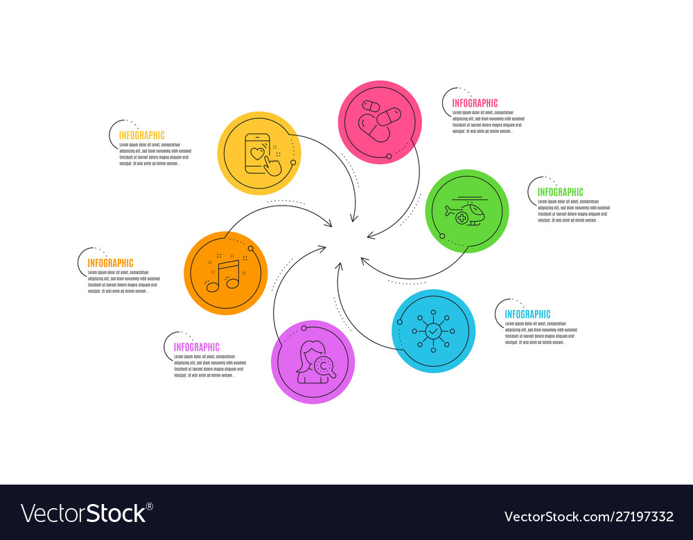 Musical note survey check and heart rating icons