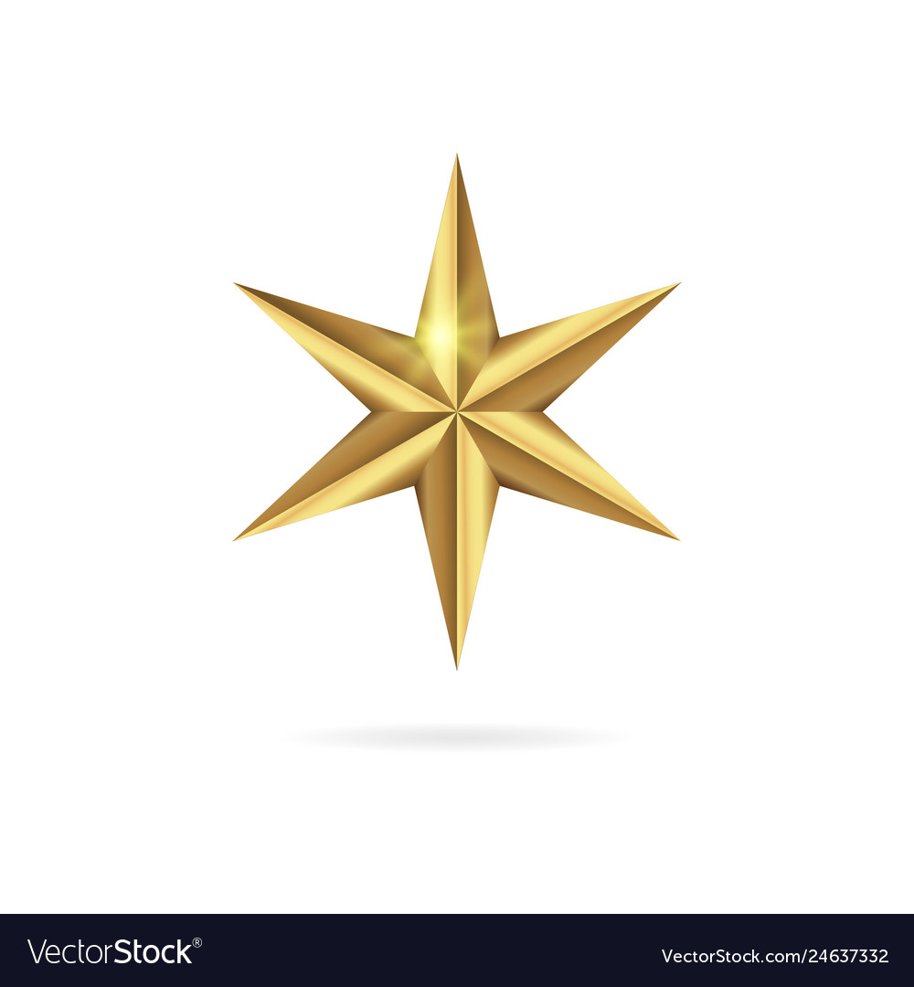 Realistic golden 3d star icon isolated on white Vector Image