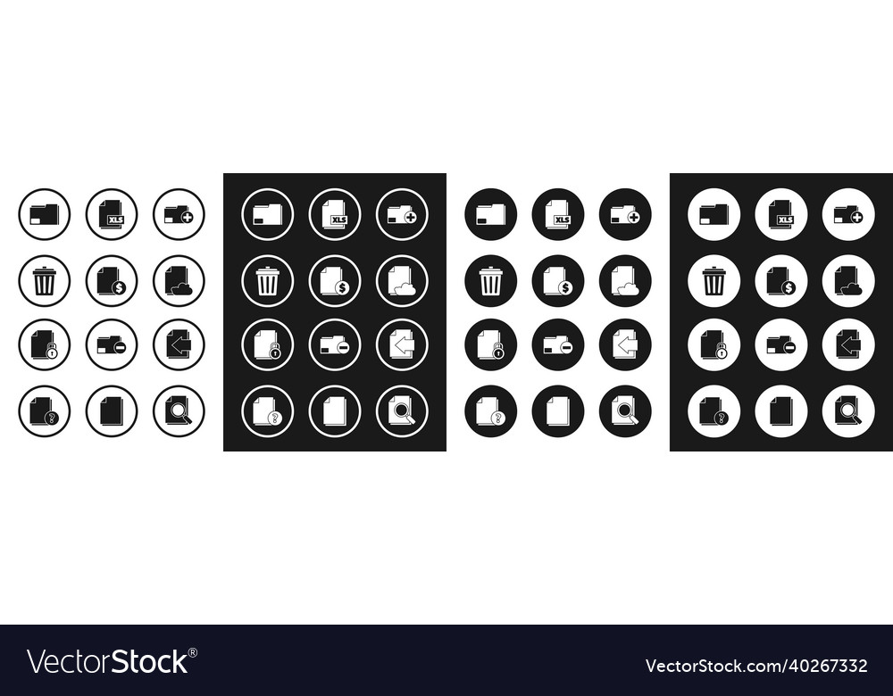 Set add new folder finance document trash can vector image Set add new folder finance document trash can