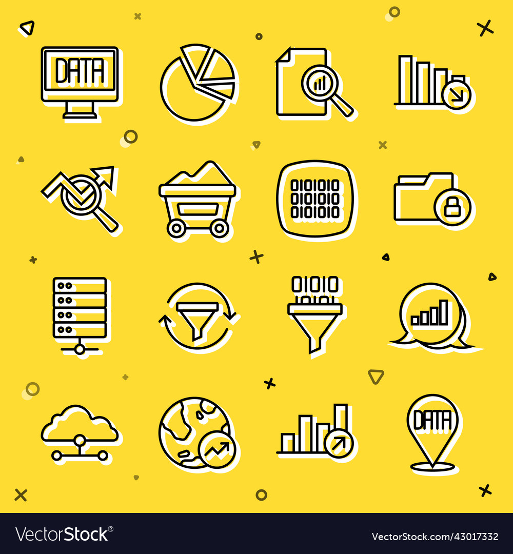Set line data analysis pie chart infographic vector image Set line data analysis pie chart infographic