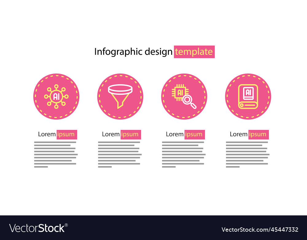 Set line processor cpu artificial intelligence ai vector image Set line processor cpu artificial intelligence ai